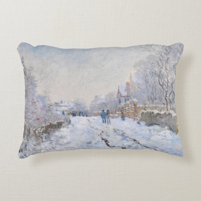 Claude Monet - Schneeszene in Argenteuil Dekokissen (Vorderseite)