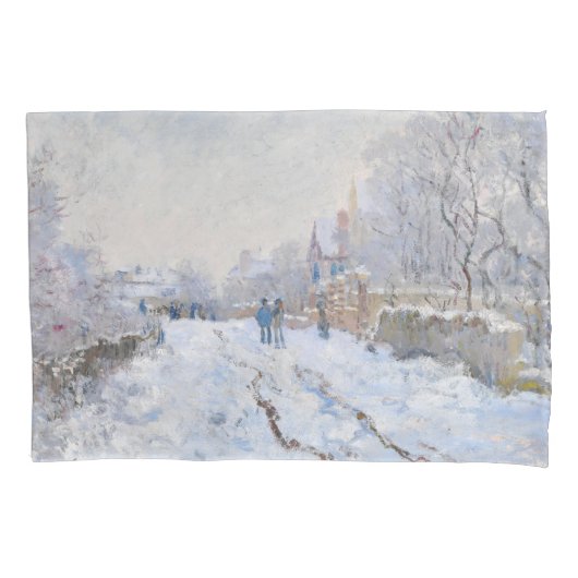 Claude Monet - Schneeszene in Argenteuil Kissenbezug (Vorderseite)