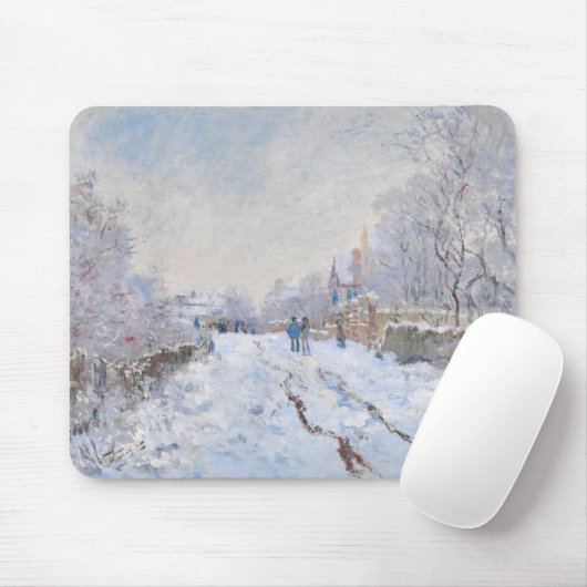 Claude Monet - Schneeszene in Argenteuil Mousepad (Mit Mouse)