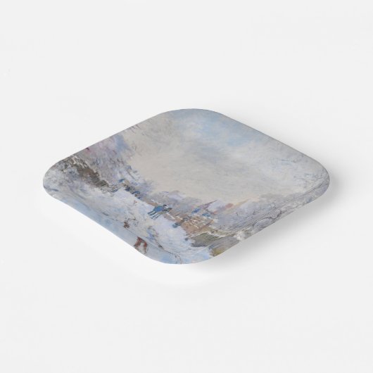 Claude Monet - Schneeszene in Argenteuil Pappteller (Gewinkelt)
