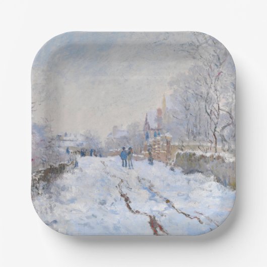 Claude Monet - Schneeszene in Argenteuil Pappteller (Vorderseite)