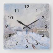Claude Monet - Schneeszene in Argenteuil Quadratische Wanduhr (Vorderseite)