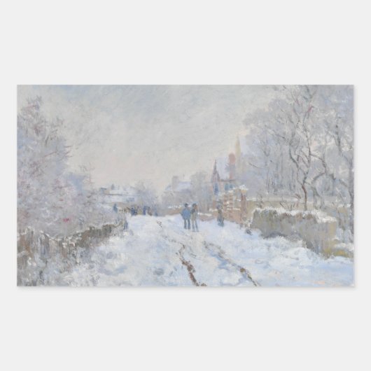 Claude Monet - Schneeszene in Argenteuil Rechteckiger Aufkleber (Vorderseite)