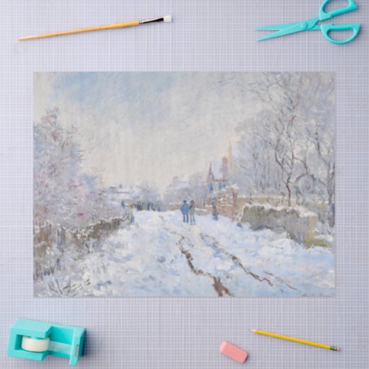 Claude Monet - Schneeszene in Argenteuil Seidenpapier (Basteln)