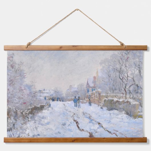Claude Monet - Schneeszene in Argenteuil Wandteppich Mit Holzrahmen (Vorne)