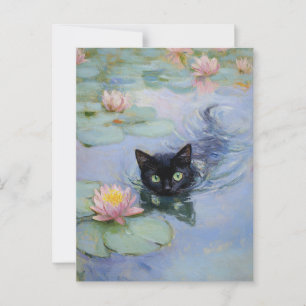 Claude Monet Schwarze Katze Vintage Postkarte