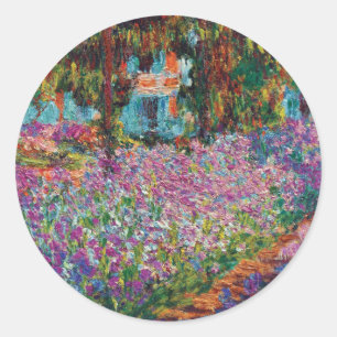 Claude Monet - Schwertlilien in Monets Garten Fine Runder Aufkleber