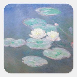 Claude Monet - Seerosen, Abendstimmung Quadratischer Aufkleber