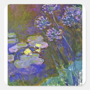 Claude Monet Seerosen Agapanthus Quadratischer Aufkleber