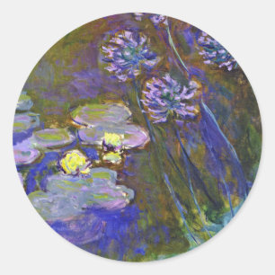Claude Monet Seerosen Agapanthus Runder Aufkleber