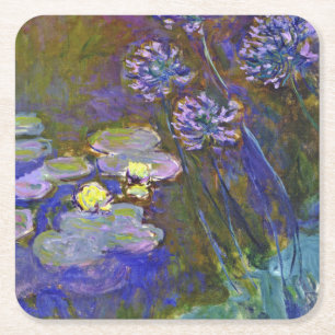 Claude Monet Seerosen Agapanthus Vintage Kunst Rechteckiger Pappuntersetzer