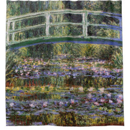 Claude Monet, Seerosen, japanische Brücke, Garten, Duschvorhang