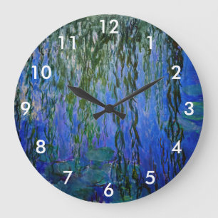 Claude Monet - Seerosen mit Trauerweide Große Wanduhr