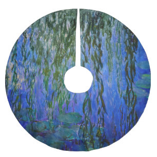 Claude Monet - Seerosen mit Trauerweide Polyester Weihnachtsbaumdecke