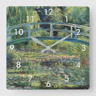 Claude Monet - Seerosenteich & Japan-Brücke Quadratische Wanduhr