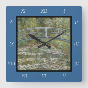 Claude Monet Seerosenteich (Japanische Brücke) Quadratische Wanduhr