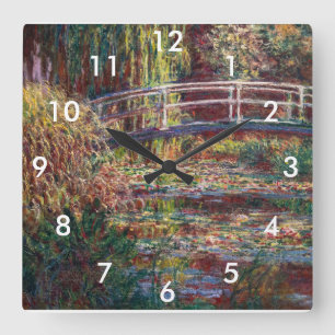 Claude Monet - Seerosenteich, Rosa Harmonie Quadratische Wanduhr