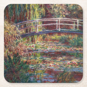 Claude Monet - Seerosenteich, Rosa Harmonie Rechteckiger Pappuntersetzer