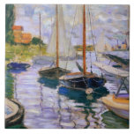 Claude Monet - Segelboote auf der Seine Fliese<br><div class="desc">Segelboote auf der Seine an kleinem - Gennevilliers durch Claude Monet,  1874. Öl auf Leinwand.</div>