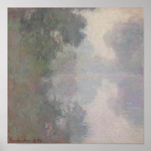 Claude Monet | Seine in Giverny, Morgennebel Poster (Vorne)
