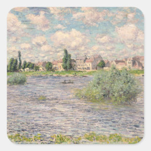 Claude Monet   Seine in Lavacourt Quadratischer Aufkleber
