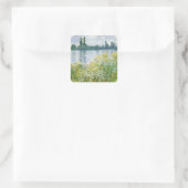 Claude Monet | Seine-Ufer, Vetheuil, 1880 Quadratischer Aufkleber (Tasche)