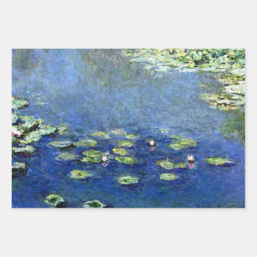 Claude Monet Shades of Blue Water Lilies Geschenkpapier Set (Vorderseite 3)