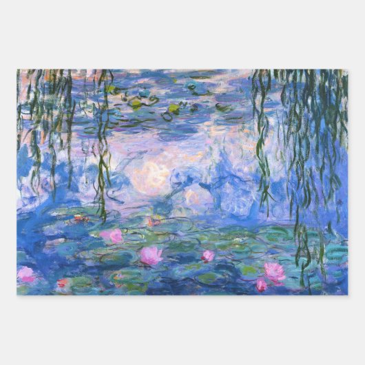 Claude Monet Shades of Blue Water Lilies Geschenkpapier Set (Vorderseite)