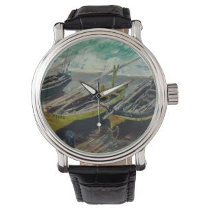 Claude Monet Sky Clouds Boats Sea Armbanduhr