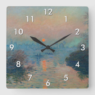 Claude Monet - Sonnenuntergang an der Seine bei La Quadratische Wanduhr