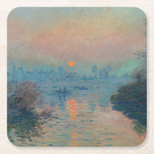 Claude Monet - Sonnenuntergang an der Seine in Lav Rechteckiger Pappuntersetzer