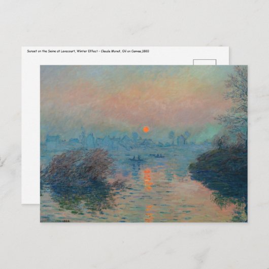 Claude Monet - Sonnenuntergang auf der Seine am La Postkarte (Vorne/Hinten)