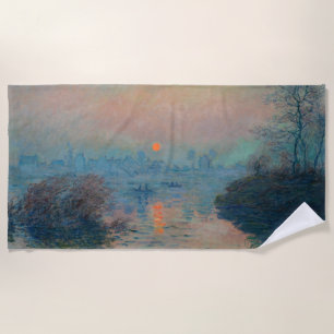 Claude Monet - Sonnenuntergang auf der Seine am La Strandtuch