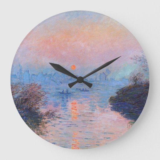 Claude Monet - Sonnenuntergang auf der Seine Große Wanduhr (Vorderseite)
