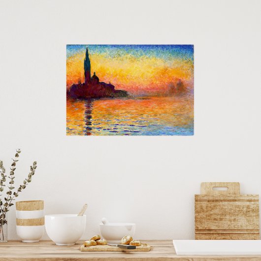 Claude Monet - Sonnenuntergang in Venedig Poster (Küche)