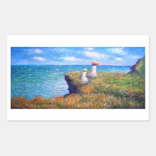 Claude Monet: Spaziergang an der Steilküste bei Po Rechteckiger Aufkleber