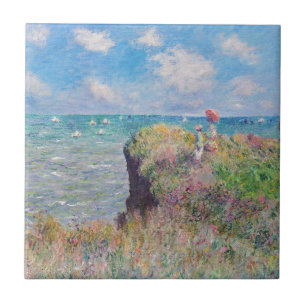 Claude Monet - Spaziergang auf der Klippe in Pourv Fliese