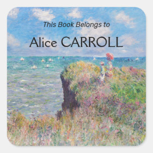 Claude Monet - Spaziergang auf der Klippe in Pourv Quadratischer Aufkleber