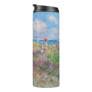 Claude Monet - Spaziergang auf der Klippe in Pourv Thermosbecher