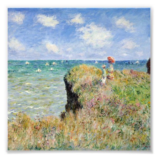 Claude Monet - Spaziergang auf der Klippe von Pour Fotodruck (Vorne)