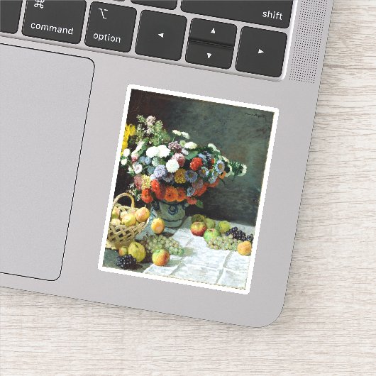 Claude Monet Still Life mit Blume und Obst Aufkleber (Detail)