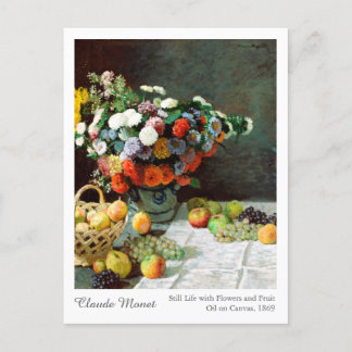Claude Monet Still Life mit Blume und Obst Postkarte