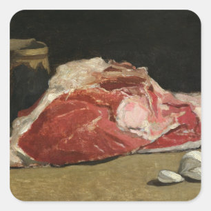 Claude Monet   Still Life, the Joint of Meat Quadratischer Aufkleber