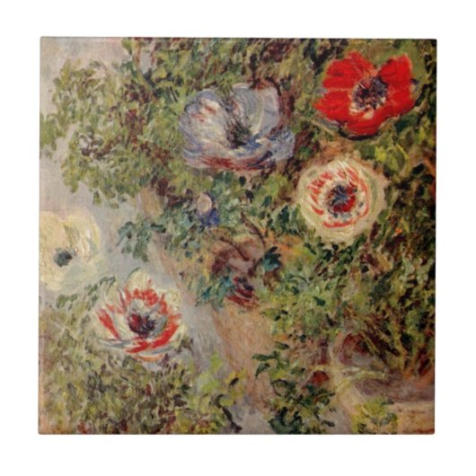 Claude Monet-Stillleben mit Anemonen-Schicksals-Ge Fliese (Vorderseite)