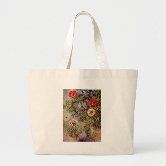 Claude Monet-Stillleben mit Anemonen-Schicksals-Ge Jumbo Stoffbeutel (Vorne)