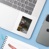 Claude Monet - Stillleben mit Blume und Obst Aufkleber (Laptop mit iPhone)
