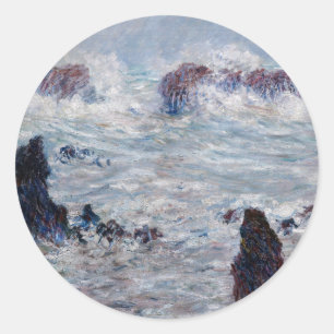 Claude Monet - Sturm an der Küste von Belle-Ile Runder Aufkleber