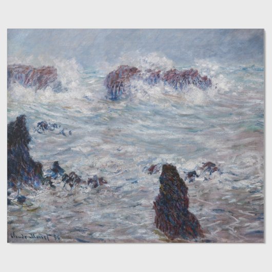 Claude Monet - Sturm vor der Küste von Belle-Ile Geschenkpapier (Flach)