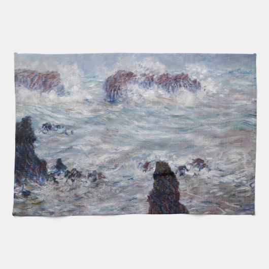 Claude Monet - Sturm vor der Küste von Belle-Ile Geschirrtuch (Horizontal)
