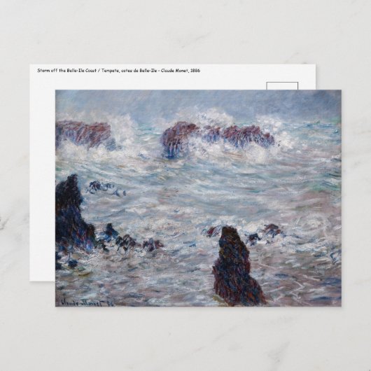 Claude Monet - Sturm vor der Küste von Belle-Ile Postkarte (Vorne/Hinten)